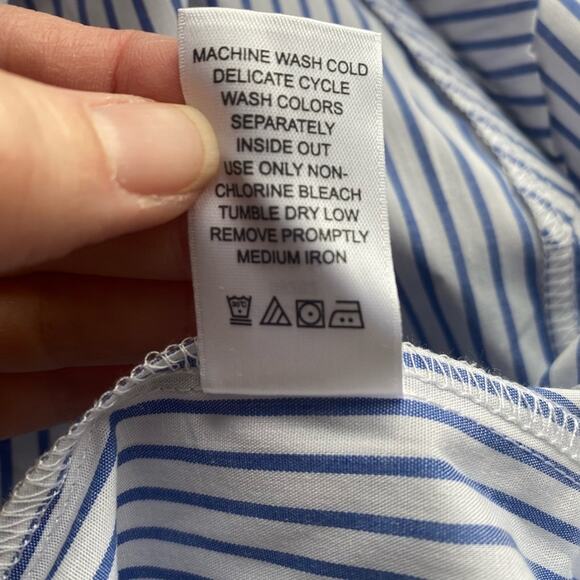 Woman Within NWOT Coastal Stripe Floral Embroidered Button Down Travel Tunic 3X - Picture 8 of 8